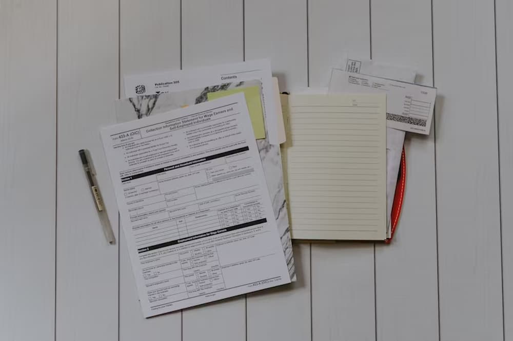 An image of tax paperwork